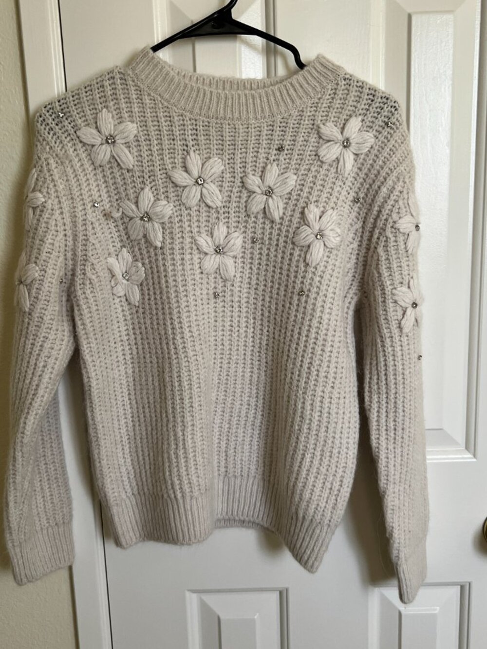 Share Primark Cares Women Flower Embroidered Sweater, White, Size XS